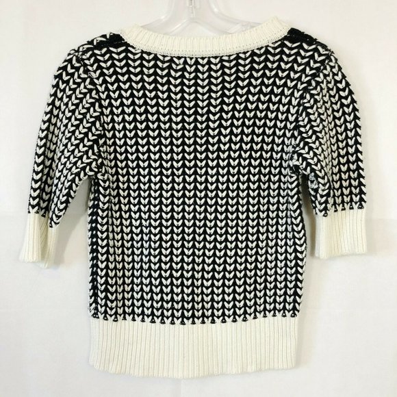 Banana Republic Black & White Chunky Knit Short Sleeve Pullover Sweater - XS - Picture 4 of 5